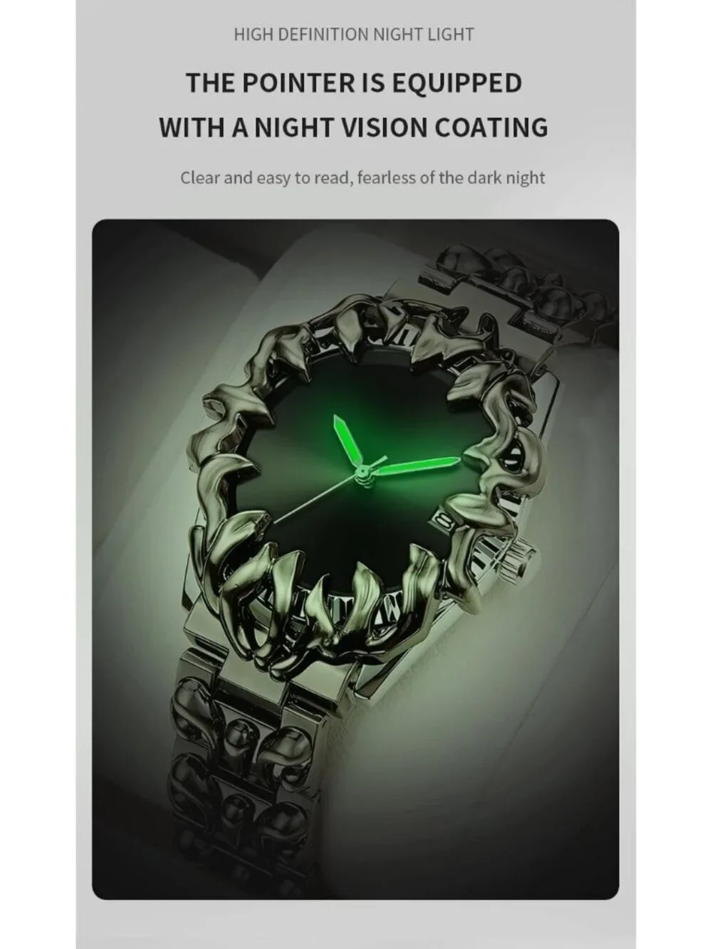 Men's Black Quartz Gothic Claw Unique Stainless Steel Luminous Waterproof Watch